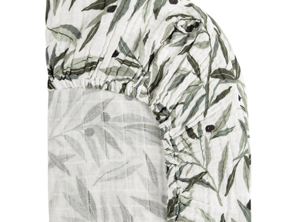 T28234,Babyletto,Olive Branches Muslin All-Stages Bassinet Sheet in GOTS Certified Organic Cotton