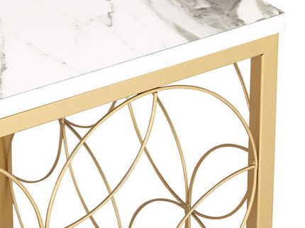Karin 17" Wide Faux Marble and Gold Side Table