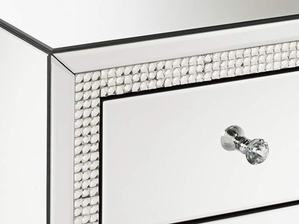 Karina 19" Wide 3-Drawer Beaded Mirrored Side Table