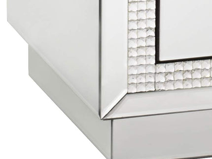 Karina 19" Wide 3-Drawer Beaded Mirrored Side Table