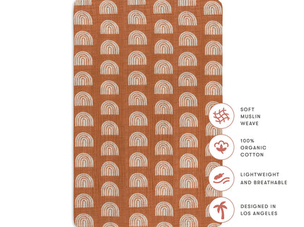 T29036,Babyletto,Rainbow Muslin Mini Crib Sheet in GOTS Certified Organic Cotton