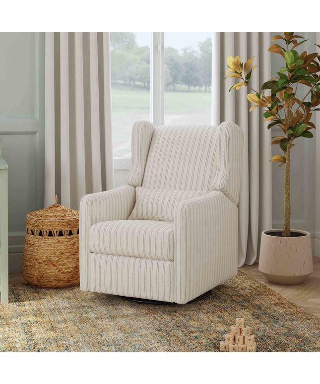 F19587PCDS,Carter's,Arlo Recliner and Swivel Glider in Performance Charcoal Double Stripe Linen