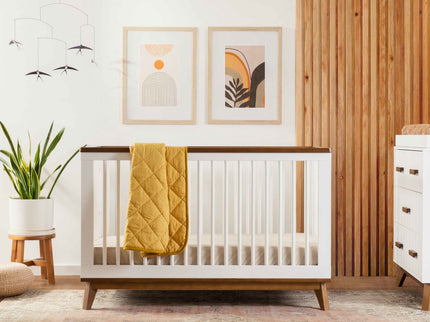 M5801WNL,Babyletto,Scoot 3-in-1 Convertible Crib w/ToddlerBed Conversion Kit in White/NaturalWalnut