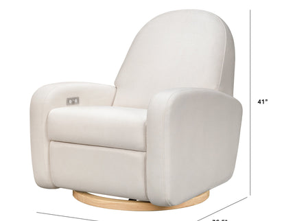 M23188PCMEWLB,Babyletto,Nami Glider Recliner w/ Electronic Control and USB in Performance Cream Eco-Weave w/Light wood base