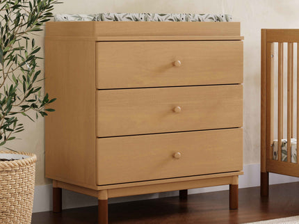 M12923HYVTL,Babyletto,Gelato 3-Drawer Changer Dresser  leather feet w/Removable Changing Tray in Honey