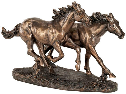 Kensington Hill Horses Running Wild 8 1/2" High Golden Bronze Statue