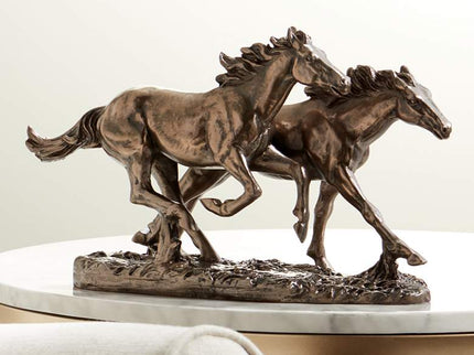 Kensington Hill Horses Running Wild 8 1/2" High Golden Bronze Statue