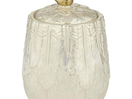 Kensington Hill Spar 7 1/2" Pearl White Decorative Jar with Gold Bird