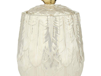Kensington Hill Spar 7 1/2" Pearl White Decorative Jar with Gold Bird
