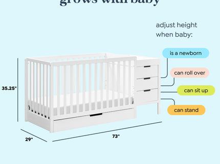 F11991W,Carter's,Colby 4-in-1 Convertible Crib & Changer Combo in White