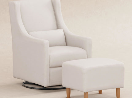 M11287PCMEW,Babyletto,Toco Swivel Glider and Ottoman in Performance Cream Eco-Weave w/Natural Feet