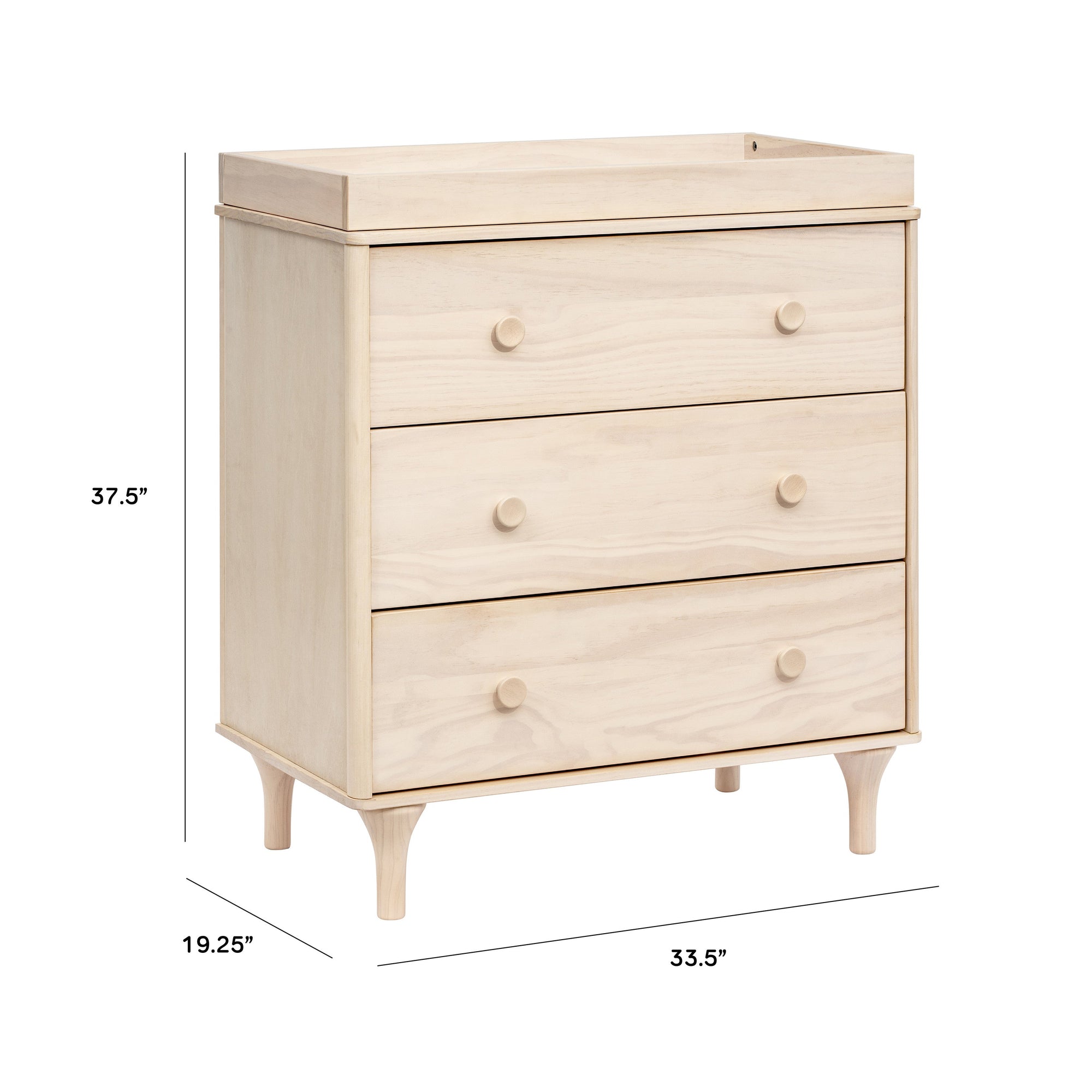 M9023NX,Babyletto,Lolly 3-Drawer Changer Dresser w/Removable Changing Tray in Washed Natural