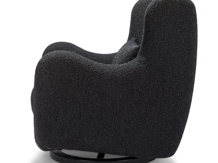 M24187BKBBB,Nursery Works,Solstice Swivel Glider in Black Boucle w/Black Wood Base