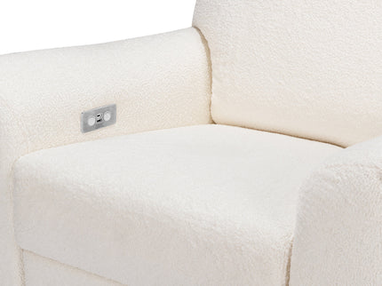 M24087CSHLB,Nursery Works,Sunday Power Recliner and Swivel Glider in Chantilly Fleece w/ Light Wood Base