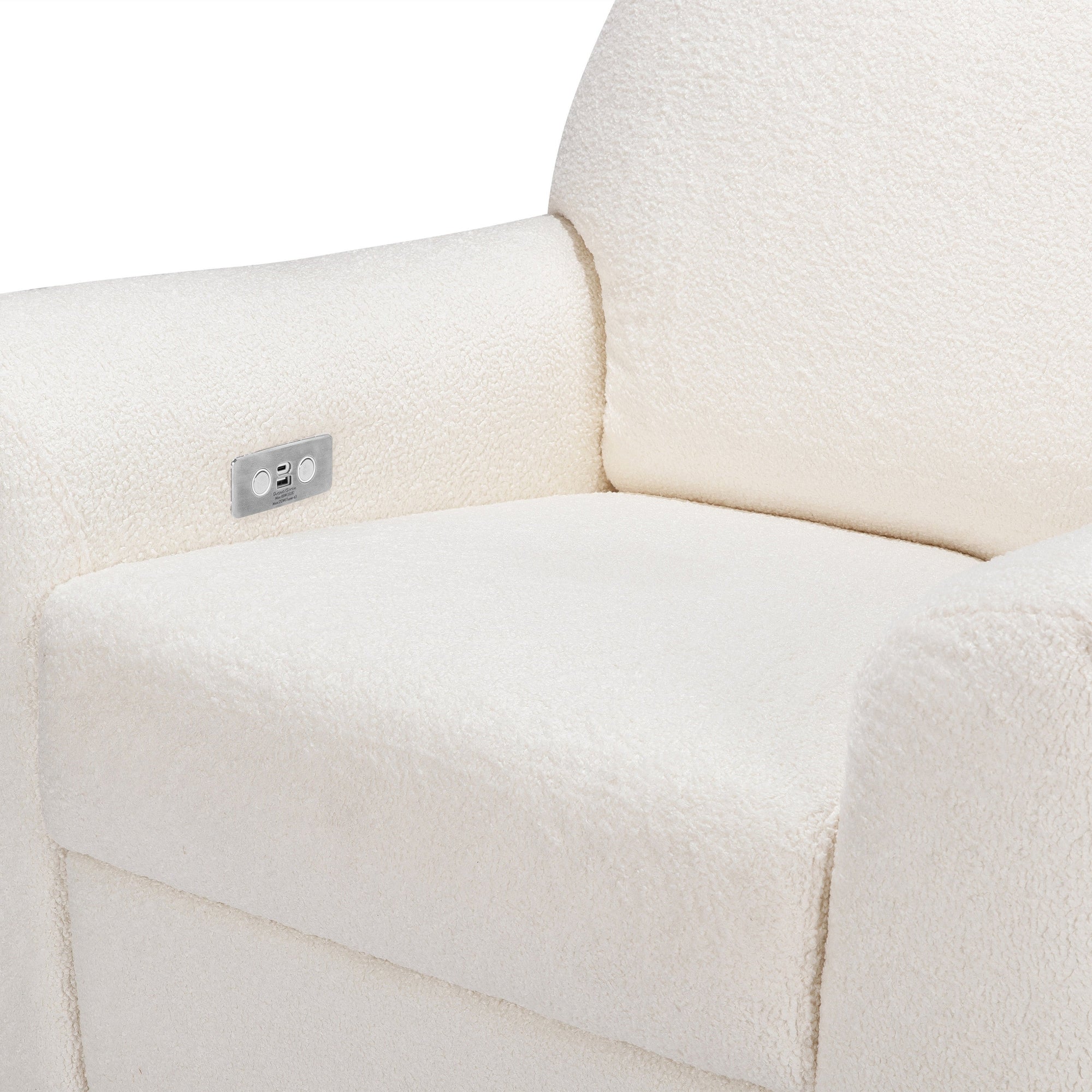 M24087CSHLB,Nursery Works,Sunday Power Recliner and Swivel Glider in Chantilly Fleece w/ Light Wood Base