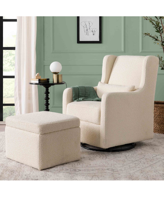 F18787WB,Carter's,Adrian Swivel Glider with Storage Ottoman in Ivory Boucle