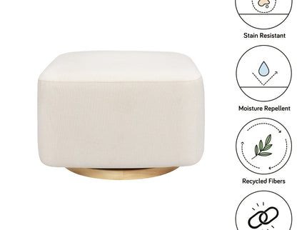 M26385PCMEWLB,Babyletto,Kiwi Gliding Ottoman in Performance Cream Eco-Weave w/ Light Wood Base
