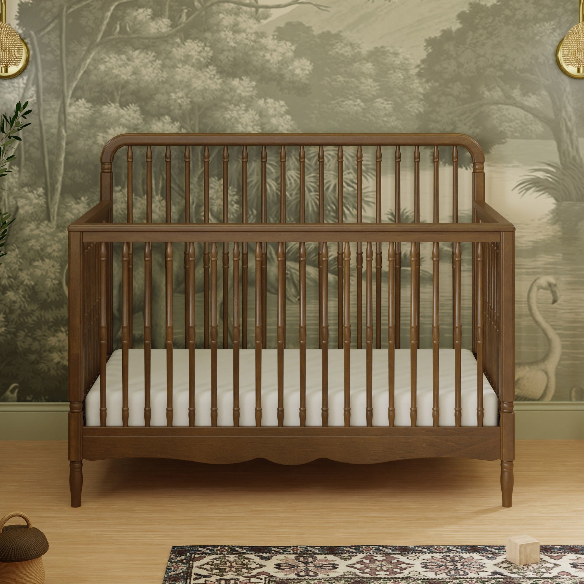 M7141NL,Namesake,Liberty 4-in-1 Convertible Spindle Crib in Natural Walnut