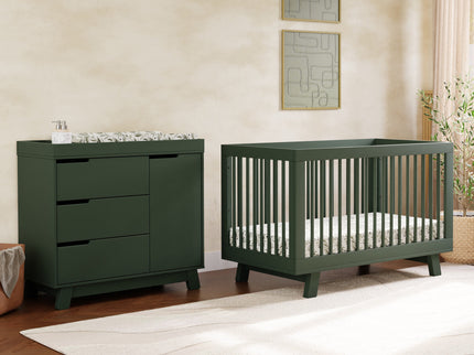 M4223FRGR,Babyletto,Hudson 3-Drawer Changer Dresser w/Removable Changing Tray in Forest Green