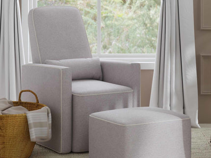 M11687GCM,DaVinci,Olive Glider and Ottoman in Grey Finish w/Cream Piping