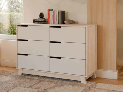 M4216NXW,Babyletto,Hudson 6-Drawer Double Dresser  Assembled in Washed Natural and White