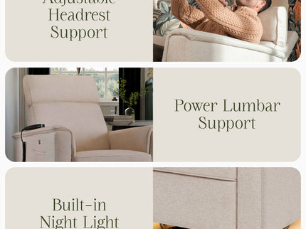 M17183PBEW,Namesake,Willa Deluxe Power Glider Recliner w/Heat&Massage in Performance Beach Eco-Weave