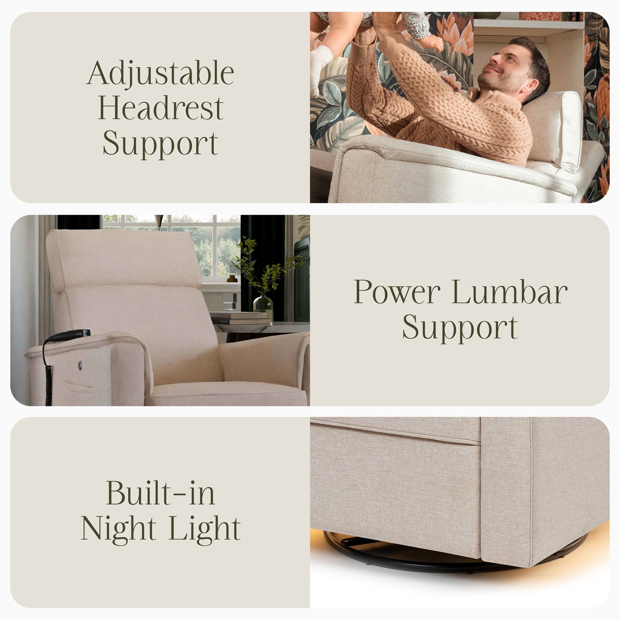 M17183PBEW,Namesake,Willa Deluxe Power Glider Recliner w/Heat&Massage in Performance Beach Eco-Weave