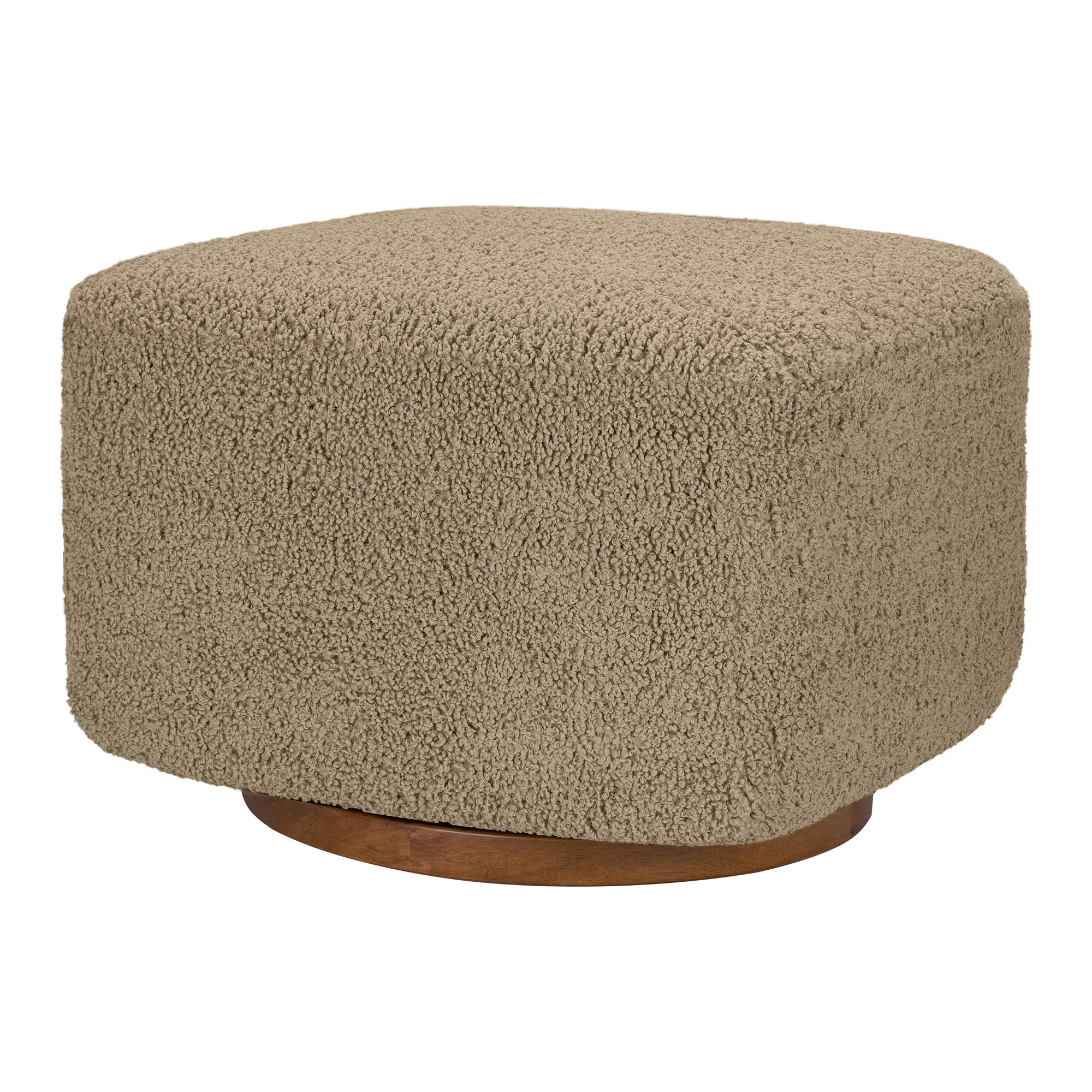 M26385LTDB,Babyletto,Kiwi Gliding Ottoman in Latte Teddy Loop w/ Dark Wood Base