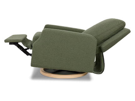 M22287OBLB,Namesake,Crewe Recliner and Swivel Glider in Olive Boucle w/Light Wood Base