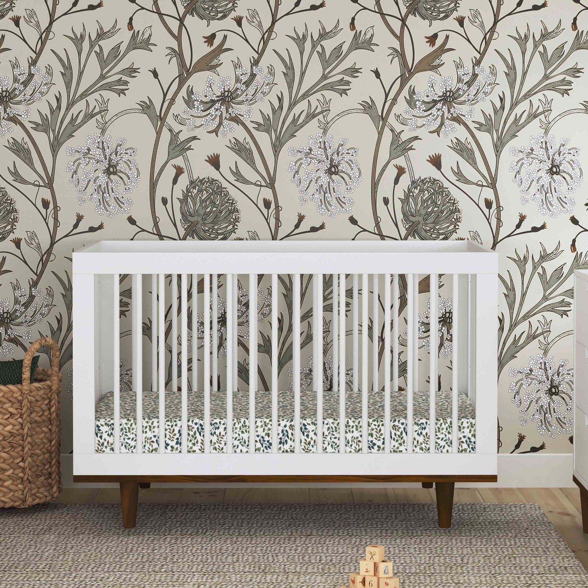 W4901WL,DaVinci,Marley 3-In-1 Convertible Crib in White Finish and Walnut Legs