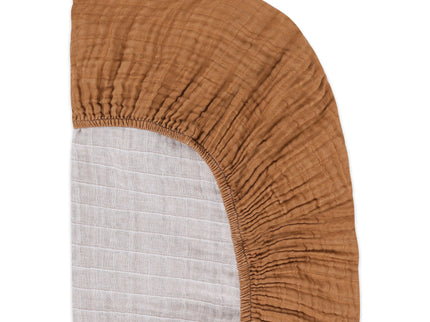 T29535BTS,Babyletto,Burnt Sienna Muslin Crib Sheet in GOTS Certified Organic Cotton