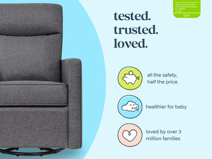 M19787SHG,DaVinci,Gabby Pillowback Swivel Glider in Shadow Grey