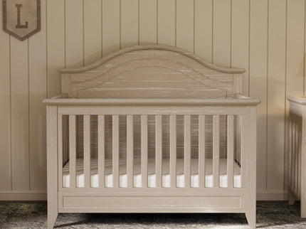 M34401SDB,Monogram by Namesake,Beckett Rustic 4-in-1 Convertible Curve Top Crib in Sandbar