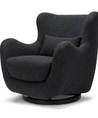 Black Boucle with Black Wood Base