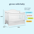 M4501W,DaVinci,Meadow 4-in-1 Convertible Crib in White Finish