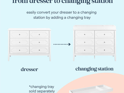 M11426W,DaVinci,Chloe Regency 6-Drawer Dresser in White