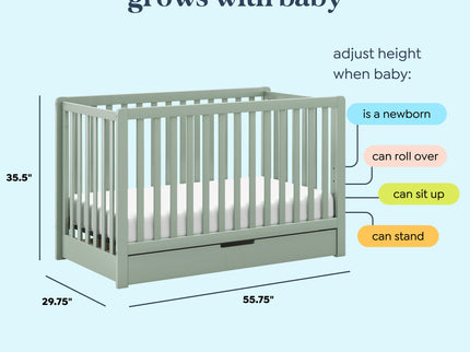 F11951LS,Carter's,Colby 4-in-1 Convertible Crib w/ Trundle Drawer in Light Sage
