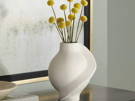 Lalonde 8 3/4" High Matte Creamy Twist Decorative Vase