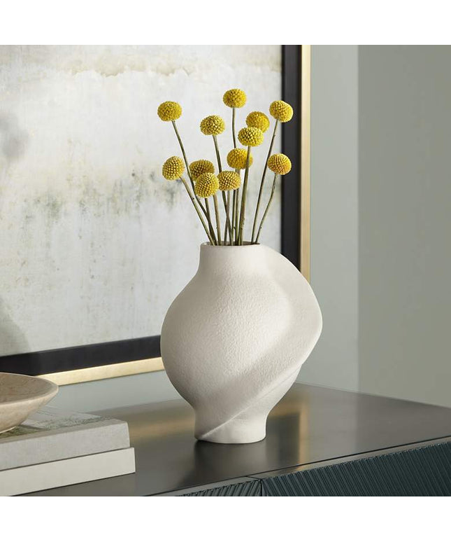 Lalonde 8 3/4" High Matte Creamy Twist Decorative Vase