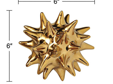 Large Bright Gold 6" High Ceramic Urchin Sculpture