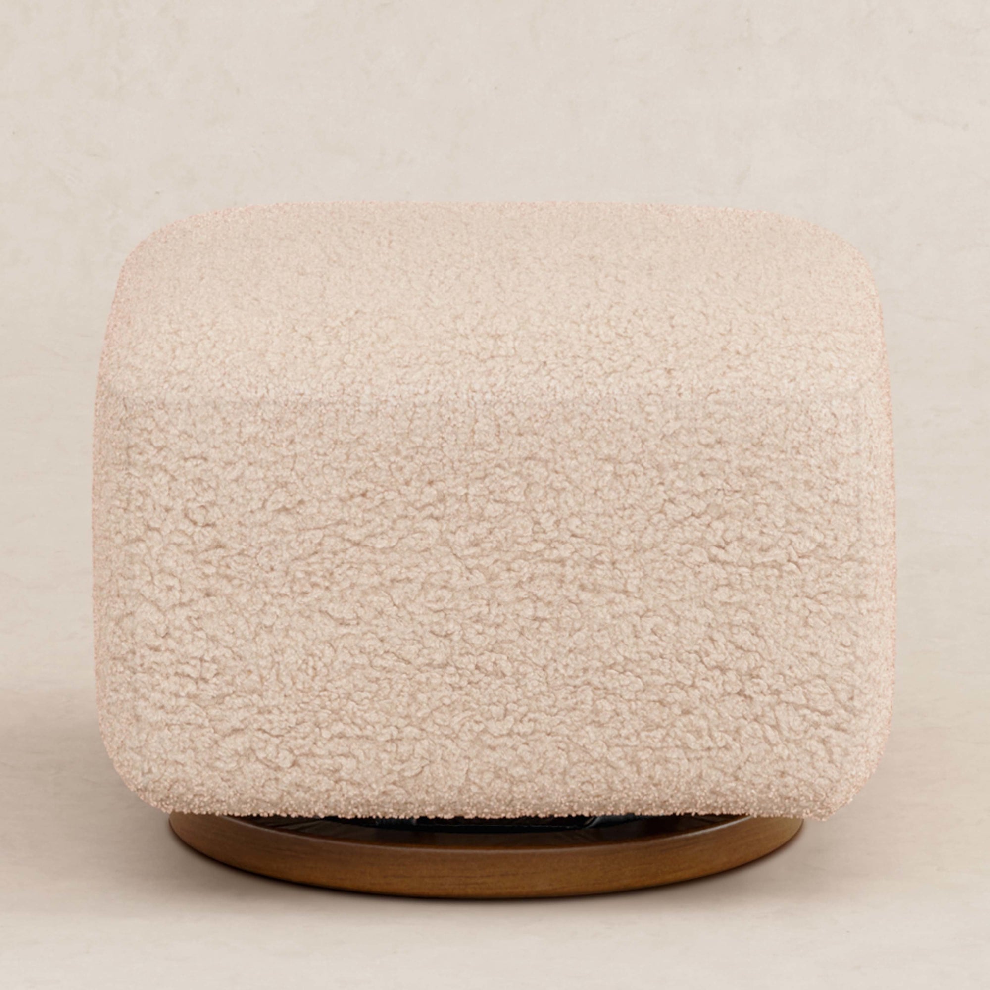 M26385CSGDB,Babyletto,Kiwi Gliding Ottoman in Chai Shearling with Dark Wood Base