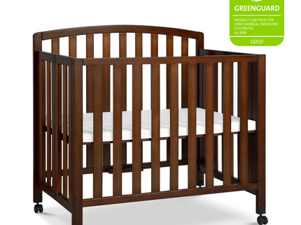M18198Q,DaVinci,Dylan Folding Portable 3-in-1 MiniCrib and TwinBed in Espresso