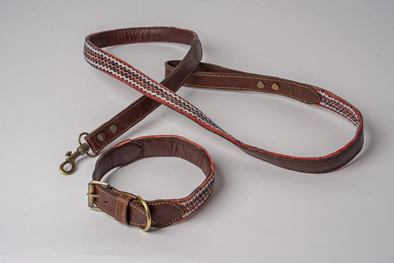 Moroccan Kilim Dog Leash and Collar