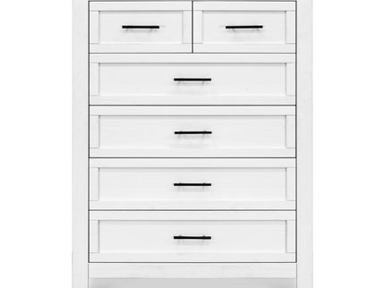 B14525LW,Monogram by Namesake,Emory Farmhouse 6-Drawer Chest in Linen White