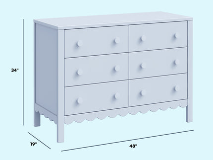 M27826PB,DaVinci,Sammy Scallop 6-Drawer Dresser in Powder Blue