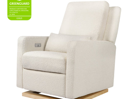 M23085WBLB,Babyletto,Sigi Glider Recliner w/ Electronic Control and USB in Ivory Boucle w/Light Wood Base