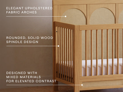 M24801HYPSEW,Namesake,Eloise 4-in-1 Convertible Crib in Honey & Performance Sand Eco-Weave