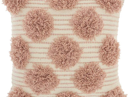 Life Styles Blush Tufted Pom Poms 18" Square Throw Pillow