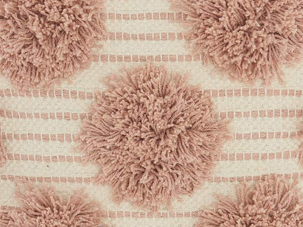 Life Styles Blush Tufted Pom Poms 18" Square Throw Pillow