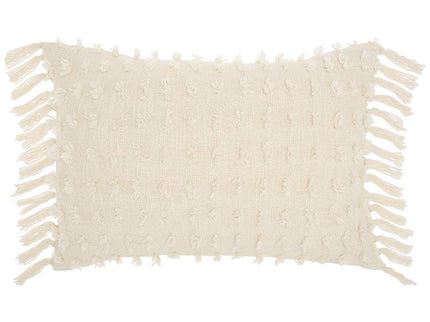 Life Styles Cream Cut Fray Texture 20"x14" Throw Pillow